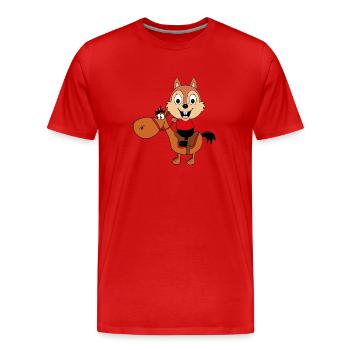PFERD - REITEN - TIERE - EICHHÖRNCHEN - PONY - Männer Premium Bio T-Shirt - Rot - Vorne - Damien (186cm)