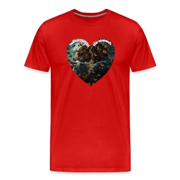 Papillons dans l’estomac est une figure de style - T-shirt bio Premium Homme - rouge - Devant - Damien (186cm)