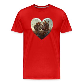 Schmetterlinge im Bauch - Männer Premium Bio T-Shirt - Rot - Vorne - Damien (186cm)