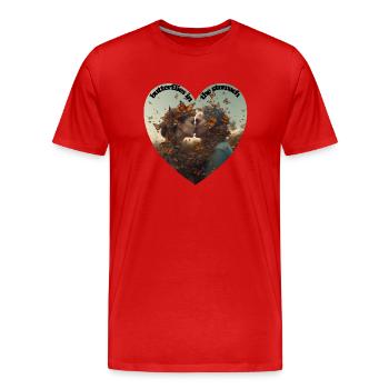 L’amour, c’est comme des papillons dans l’estomac - T-shirt bio Premium Homme - rouge - Devant - Damien (186cm)
