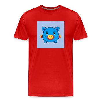 Petit cochon bleu mignon - T-shirt bio Premium Homme - rouge - Devant - Damien (186cm)