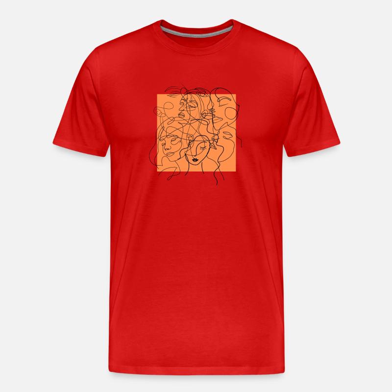 Orangefarbene Gesichtslinie - Männer Premium Bio T-Shirt - Rot