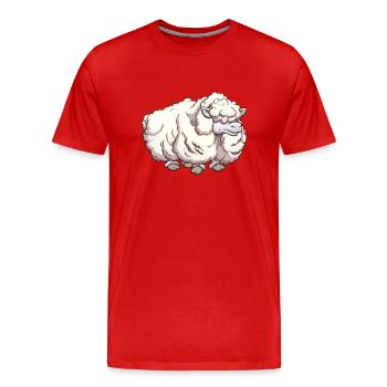 Haariges Cartoon-Schaf - Männer Premium Bio T-Shirt - Rot - Vorne - Damien (186cm)