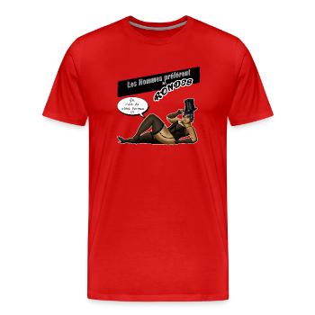 Les Hommes préfèrent les rondes11 - T-shirt bio Premium Homme - rouge - Devant - Damien (186cm)