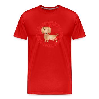 Cute Dachshund, sloppy kisses - Men's Premium Organic T-Shirt - red - Front - Damien (186cm)