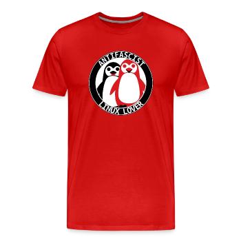 antifalinux - T-shirt bio Premium Homme - rouge - Devant - Damien (186cm)