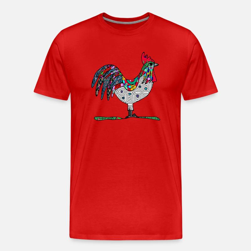 Hahn - Männer Premium Bio T-Shirt - Rot