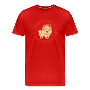 Cute Pomeranian, sloppy kisses - Men's Premium Organic T-Shirt - red - Front - Damien (186cm)