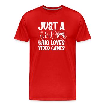 Juste une fille qui aime les jeux vidéo - T-shirt bio Premium Homme - rouge - Devant - Damien (186cm)