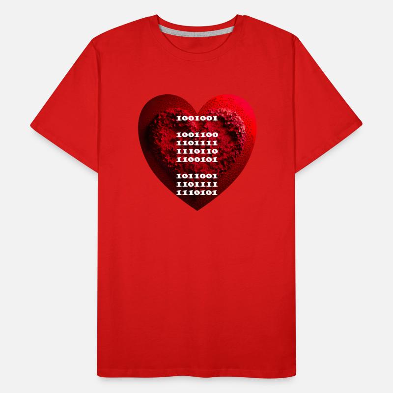 Encrypted declaration of love in binary code Men's Premium Organic T-Shirt