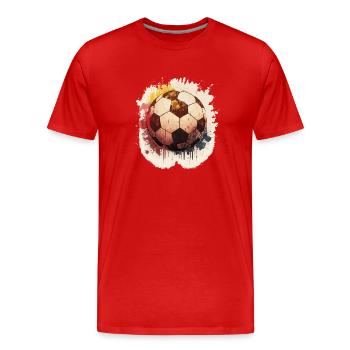 Fußball Ball Illustration - Männer Premium Bio T-Shirt - Rot - Vorne - Damien (186cm)