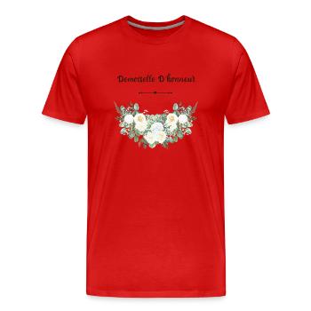 Demoiselle d'honneur floral - T-shirt bio Premium Homme - rouge - Devant - Damien (186cm)