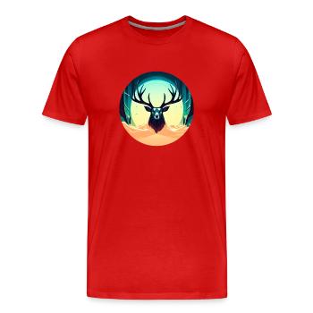 Cerf - T-shirt bio Premium Homme - rouge - Devant - Damien (186cm)