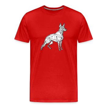 Dessin au trait chien fond blanc - T-shirt bio Premium Homme - rouge - Devant - Damien (186cm)