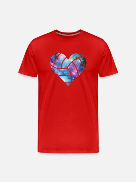 Volleyball Galaxy Heart - Men's Premium Organic T-Shirt - red