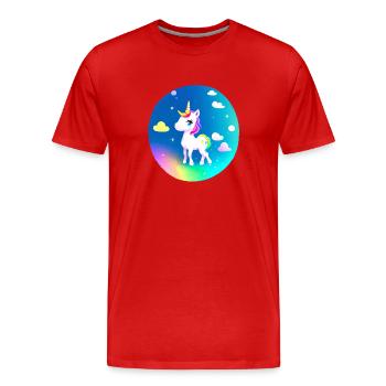 Licorne Fille Mythique Animal Licornes Licorne - T-shirt bio Premium Homme - rouge - Devant - Damien (186cm)