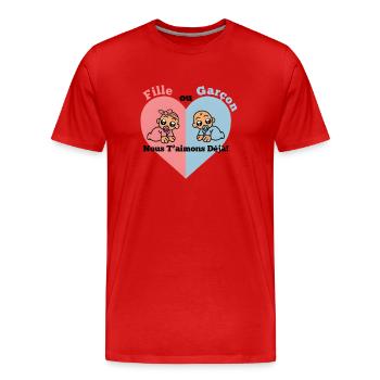 fille ou garcon nous taimons deja - T-shirt bio Premium Homme - rouge - Devant - Damien (186cm)