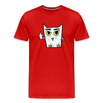 Fuck you owl montre un doigt d’honneur - T-shirt bio Premium Homme - rouge - Devant - Damien (186cm)
