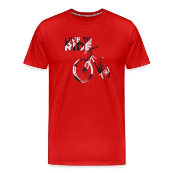 Vivre pour rouler - T-shirt bio Premium Homme - rouge - Devant - Damien (186cm)
