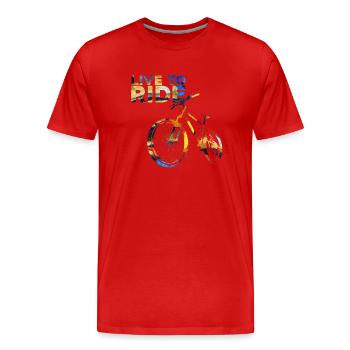 Vivre pour rouler - T-shirt bio Premium Homme - rouge - Devant - Damien (186cm)