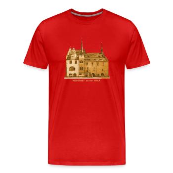 Neustadt an der Orla Thuringia town hall - Men's Premium Organic T-Shirt - red - Front - Damien (186cm)