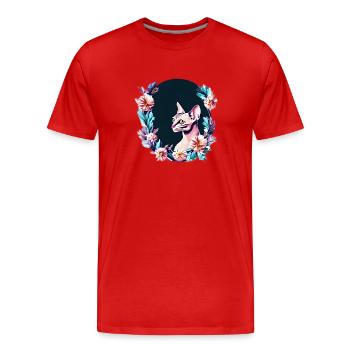 Chat Sphynx Propriétaire de chat animal de compagnie - T-shirt bio Premium Homme - rouge - Devant - Damien (186cm)