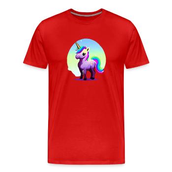 Einhorn Mädchen Fabeltier Einhörner Unicorn - Männer Premium Bio T-Shirt - Rot - Vorne - Damien (186cm)