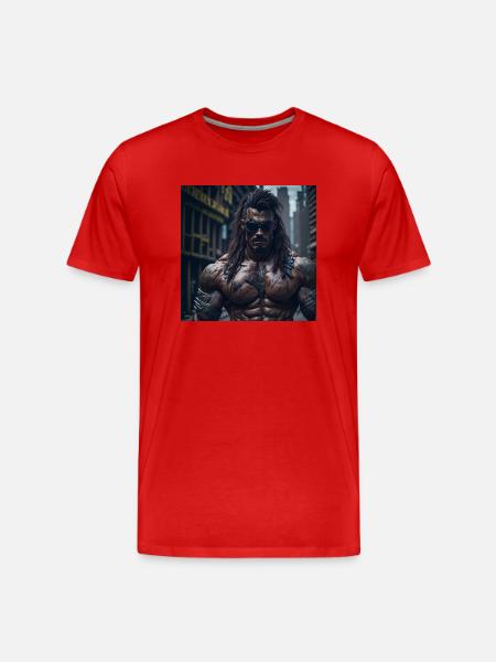 Future Cyberpunkt Warrior - Men's Premium Organic T-Shirt - red