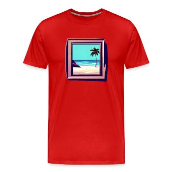 Picture Frames Holiday Sea View - Men's Premium Organic T-Shirt - red - Front - Damien (186cm)