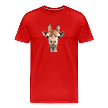 girafe - T-shirt bio Premium Homme - rouge - Devant - Damien (186cm)
