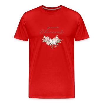 Demoiselle d’honneur floral - T-shirt bio Premium Homme - rouge - Devant - Damien (186cm)