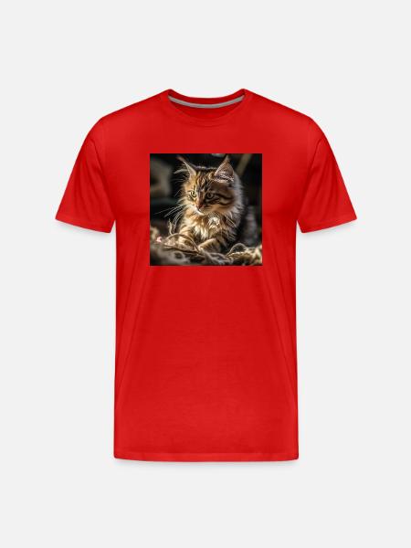 Main Coon Babykatze, verspielt und ultra süß - Männer Premium Bio T-Shirt - Rot