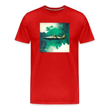 Weltraum-U-Boot-Kampfjet - Männer Premium Bio T-Shirt - Rot - Vorne - Damien (186cm)