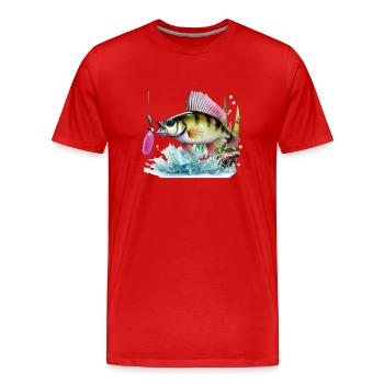 Perch fishing - Men's Premium Organic T-Shirt - red - Front - Damien (186cm)