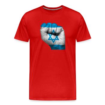 Flagge Israels auf geschlossener Faust gemalt - Männer Premium Bio T-Shirt - Rot - Vorne - Damien (186cm)