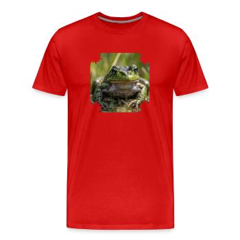 Sei kein Frosch heißt es in einer Redewendung - Männer Premium Bio T-Shirt - Rot - Vorne - Damien (186cm)