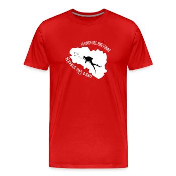 Plongeuse bretonne n’avale pas d’eau - T-shirt bio Premium Homme - rouge - Devant - Damien (186cm)
