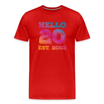 20th birthday 2003 - Men's Premium Organic T-Shirt - red - Front - Damien (186cm)