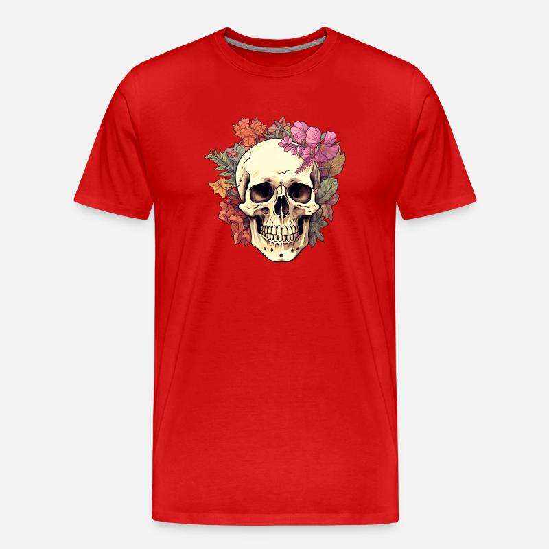 Botanischer Schädel - Männer Premium Bio T-Shirt - Rot