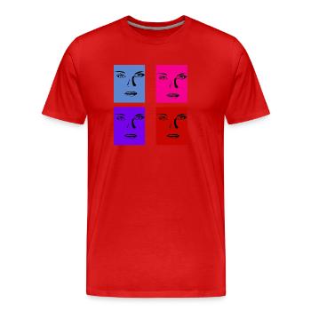 Retro face lines - Men's Premium Organic T-Shirt - red - Front - Damien (186cm)