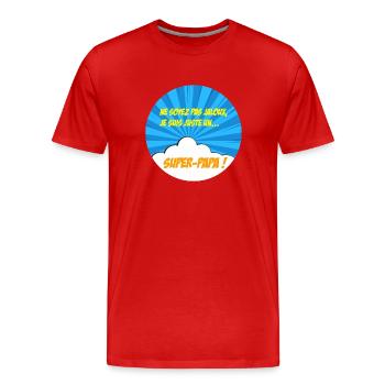 Super-papa, super-héros. Meilleur papa. BD comics - T-shirt bio Premium Homme - rouge - Devant - Damien (186cm)