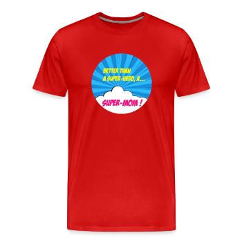 Supermama, Superheldin. Beste Mama. Comicbuch. - Männer Premium Bio T-Shirt - Rot - Vorne - Damien (186cm)