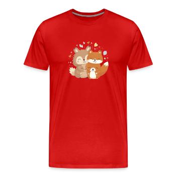 Tierliebe - Männer Premium Bio T-Shirt - Rot - Vorne - Damien (186cm)