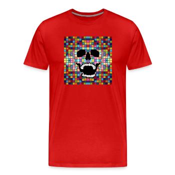 Crâne en mosaïque coloré - T-shirt bio Premium Homme - rouge - Devant - Damien (186cm)