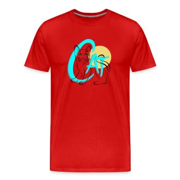 CAT - Männer Premium Bio T-Shirt - Rot - Vorne - Damien (186cm)