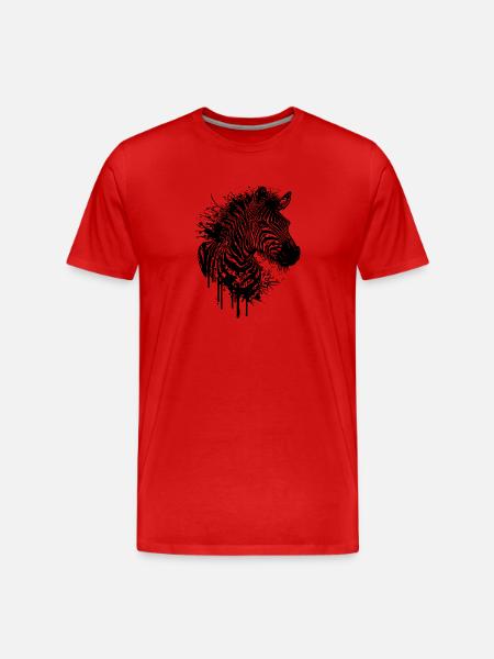 Wild Zebra Splash Tattoo Style - Men's Premium Organic T-Shirt - red