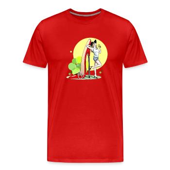 a woman - Men's Premium Organic T-Shirt - red - Front - Damien (186cm)