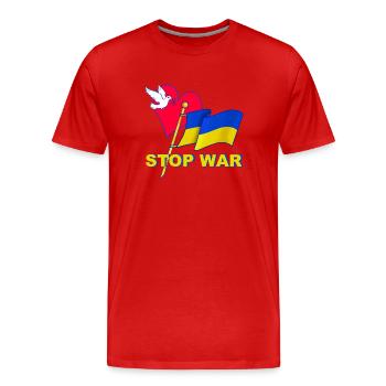 Stop War - Men's Premium Organic T-Shirt - red - Front - Damien (186cm)