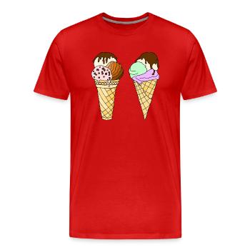 Ice cream - Men's Premium Organic T-Shirt - red - Front - Damien (186cm)