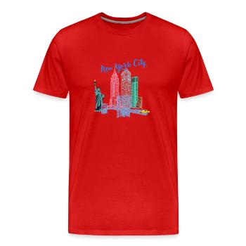 New York City mignon - T-shirt bio Premium Homme - rouge - Devant - Damien (186cm)